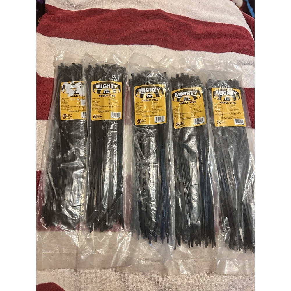 500 MIGHTY TIE 14" UV Black 50-lbs Standard Duty Cable Ties Zip Tie - MT14500C!
